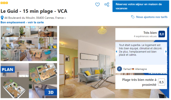 Location courte durée saisonnière vacance plage cannes congrès séminaire appartement logement