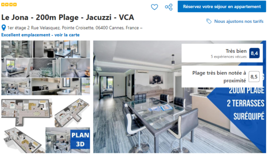 Le Jona - 200m Plage - Jacuzzi - VCA location vacances cannes